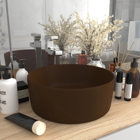 Matte dark brown ceramic round luxury washbasin 40x15 cm by vidaXL, Sinks - Ref: Foro24-147017, Price: 68,06 €, Discount: %