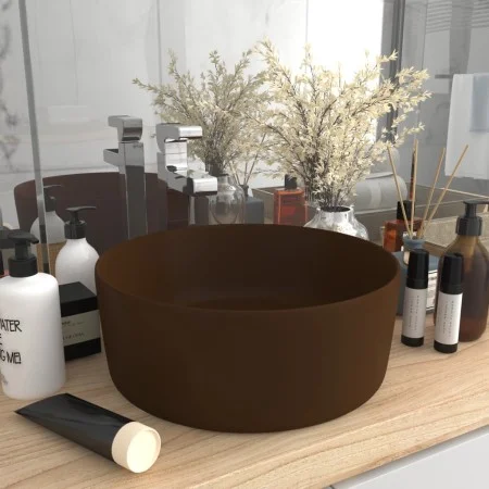 Matte dark brown ceramic round luxury washbasin 40x15 cm by vidaXL, Sinks - Ref: Foro24-147017, Price: 67,08 €, Discount: %