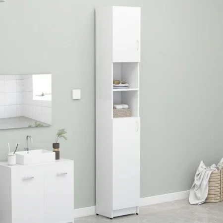 Badezimmerschrank aus weißem Sperrholz, 32 x 25,5 x 190 cm von vidaXL, Badezimmermöbel - Ref: Foro24-802876, Preis: 75,21 €, ...