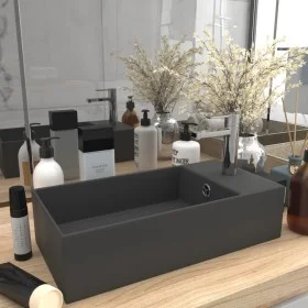 Dark gray ceramic sink with overflow by vidaXL, Sinks - Ref: Foro24-146994, Price: 60,44 €, Discount: %