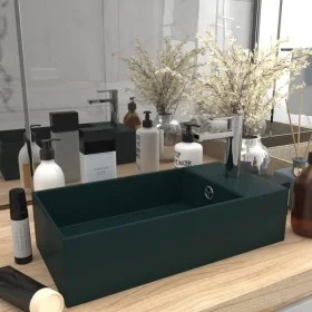 Dark green ceramic sink with overflow. by vidaXL, Sinks - Ref: Foro24-146992, Price: 77,03 €, Discount: %
