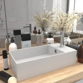 Matte white ceramic sink with overflow by vidaXL, Sinks - Ref: Foro24-146987, Price: 81,37 €, Discount: %