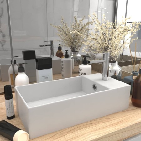Mattweißes Keramikwaschbecken mit Überlauf von vidaXL, Sinkt - Ref: Foro24-146987, Preis: 82,76 €, Rabatt: %