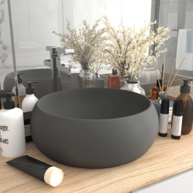 Lavabo de lujo redondo cerámica gris oscuro mate 40x15 cm de vidaXL, Lavabos - Ref: Foro24-147005, Precio: 69,44 €, Descuento: %