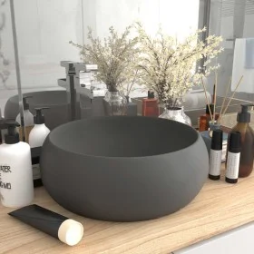 Luxury round dark gray matte ceramic sink 40x15 cm by vidaXL, Sinks - Ref: Foro24-147005, Price: 68,49 €, Discount: %