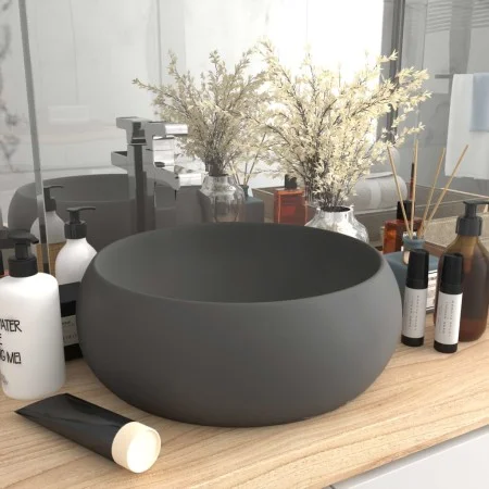 Luxury round dark gray matte ceramic sink 40x15 cm by vidaXL, Sinks - Ref: Foro24-147005, Price: 68,49 €, Discount: %