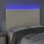 Cabecero con luces LED cuero sintético crema 144x5x118/128 cm