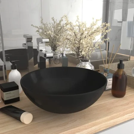 Round matte black ceramic bathroom sink by vidaXL, Sinks - Ref: Foro24-146986, Price: 64,29 €, Discount: %