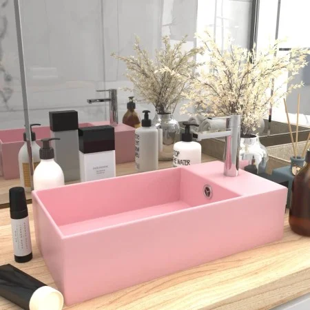 Matte pink ceramic sink with overflow by vidaXL, Sinks - Ref: Foro24-146988, Price: 91,32 €, Discount: %