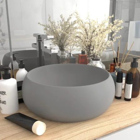 Matte light gray round ceramic luxury washbasin 40x15 cm by vidaXL, Sinks - Ref: Foro24-147004, Price: 59,83 €, Discount: %