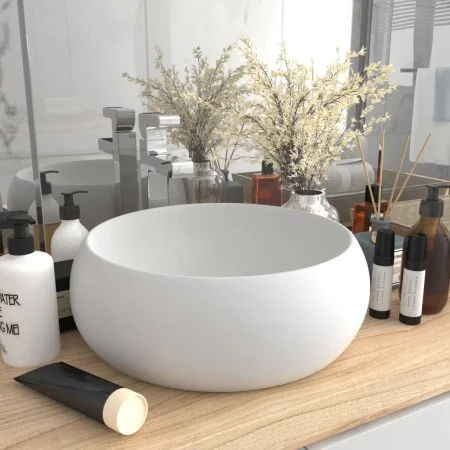 Matte white round ceramic luxury washbasin 40x15 cm by vidaXL, Sinks - Ref: Foro24-146998, Price: 83,87 €, Discount: %