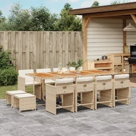 Garden dining set with cushions 13 pieces beige synthetic rattan by , Garden sets - Ref: Foro24-3277935, Price: 793,02 €, Dis...