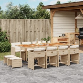 Set comedor de jardín con cojines 13 pzas ratán sintético beige de , Conjuntos de jardín - Ref: Foro24-3277935, Precio: 716,2...