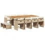 Garden dining set with cushions 13 pieces beige synthetic rattan by , Garden sets - Ref: Foro24-3277935, Price: 793,02 €, Dis...