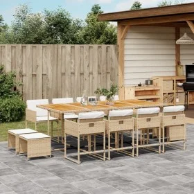 Set comedor de jardín con cojines 13 pzas ratán sintético beige by , Garden sets - Ref: Foro24-3278115, Price: 843,39 €, Disc...