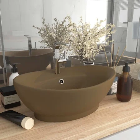 Luxurious washbasin with matte cream ceramic overflow 58.5x39 cm by vidaXL, Sinks - Ref: Foro24-146941, Price: 69,80 €, Disco...