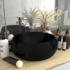 Matte black round ceramic luxury washbasin 40x15 cm by vidaXL, Sinks - Ref: Foro24-147008, Price: 68,56 €, Discount: %