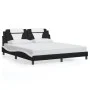 Bed frame with LED lights black white PE leather 180x200 cm by , Beds and slatted bases - Ref: Foro24-3214041, Price: 245,32 ...