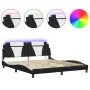Bed frame with LED lights black white PE leather 180x200 cm by , Beds and slatted bases - Ref: Foro24-3214041, Price: 245,32 ...