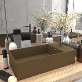 Matte cream ceramic sink with overflow by vidaXL, Sinks - Ref: Foro24-146996, Price: 74,09 €, Discount: %