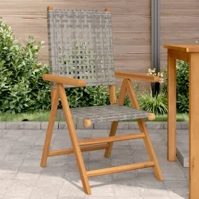 Garden chairs 2 pcs solid acacia wood PE rattan grey by , Garden chairs - Ref: Foro24-367652, Price: 156,10 €, Discount: %