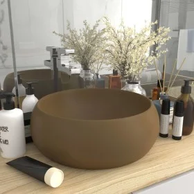 Luxury round matte cream ceramic sink 40x15 cm by vidaXL, Sinks - Ref: Foro24-147007, Price: 66,25 €, Discount: %