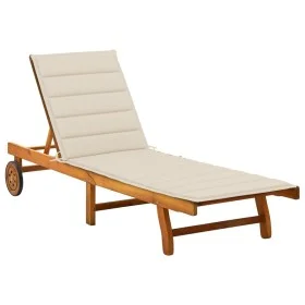 Garden sun lounger with solid acacia wood cushion by , Loungers - Ref: Foro24-3061347, Price: 208,76 €, Discount: %