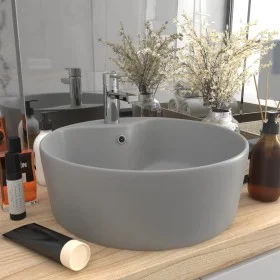 Luxurious washbasin with matte light gray ceramic overflow 36x13 cm by vidaXL, Sinks - Ref: Foro24-147037, Price: 72,49 €, Di...