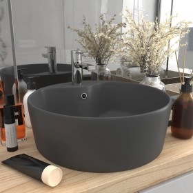 Luxuriöses Waschbecken mit matt-dunkelgrauem Keramiküberlauf 36x13 cm von vidaXL, Sinkt - Ref: Foro24-147038, Preis: 60,56 €,...