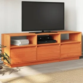 Solid pine wood TV stand, brown wax 140x37x50 cm by , TV Furniture - Ref: Foro24-847122, Price: 163,05 €, Discount: %