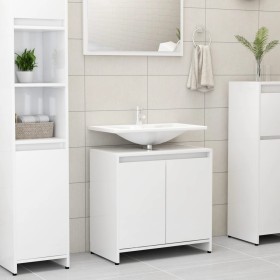 Armario de baño madera contrachapada blanco brillo 60x33x61 cm de vidaXL, Muebles de baño - Ref: Foro24-802648, Precio: 49,14...
