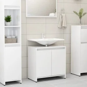 Glänzend weißer Badezimmerschrank aus Sperrholz, 60 x 33 x 61 cm von vidaXL, Badezimmermöbel - Ref: Foro24-802648, Preis: 51,...