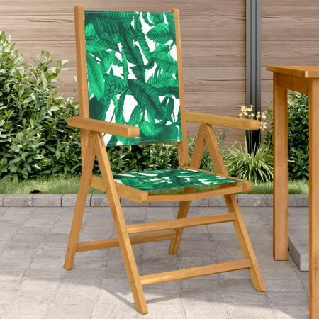 Garden chairs 2 pcs acacia wood and leaf patterned fabric by , Garden chairs - Ref: Foro24-367661, Price: 151,42 €, Discount: %