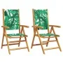 Garden chairs 2 pcs acacia wood and leaf patterned fabric by , Garden chairs - Ref: Foro24-367661, Price: 151,42 €, Discount: %