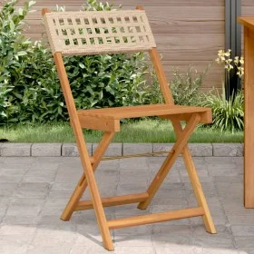 Bistrostühle 2 Stk. massives Akazienholz Rattan PE beige von , Gartenstühle - Ref: Foro24-367677, Preis: 89,58 €, Rabatt: %