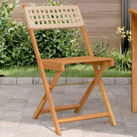 Bistrostühle 2 Stk. massives Akazienholz Rattan PE beige von , Gartenstühle - Ref: Foro24-367677, Preis: 88,54 €, Rabatt: %
