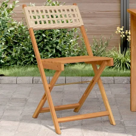 Bistrostühle 2 Stk. massives Akazienholz Rattan PE beige von , Gartenstühle - Ref: Foro24-367677, Preis: 86,84 €, Rabatt: %