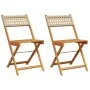 Bistrostühle 2 Stk. massives Akazienholz Rattan PE beige von , Gartenstühle - Ref: Foro24-367677, Preis: 86,84 €, Rabatt: %