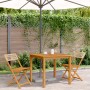 Sillas de bistró 2 uds madera maciza de acacia ratán PE beige de , Sillas de jardín - Ref: Foro24-367677, Precio: 81,23 €