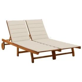 Garden sun lounger for 2 people and cushions made of solid acacia wood by , Loungers - Ref: Foro24-3061377, Price: 404,95 €, ...