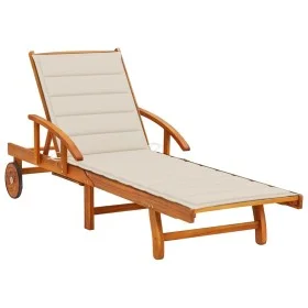 Garden sun lounger with solid acacia wood cushion by , Loungers - Ref: Foro24-3061605, Price: 235,90 €, Discount: %