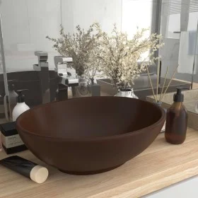 Matt dunkelbraunes ovales Luxuswaschbecken aus Keramik, 40 x 33 cm von vidaXL, Sinkt - Ref: Foro24-146929, Preis: 55,30 €, Ra...