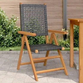 Sillas de jardín 2 uds madera maciza de acacia y ratán PE negro by , Garden chairs - Ref: Foro24-367651, Price: 156,10 €, Dis...