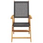 Sillas de jardín 2 uds madera maciza de acacia y ratán PE negro by , Garden chairs - Ref: Foro24-367651, Price: 160,12 €, Dis...
