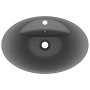 Lavabo lujoso con rebosadero cerámica gris oscuro 58,5x39 cm
