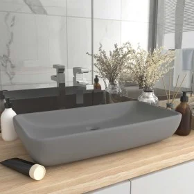 Matte light gray rectangular ceramic luxury washbasin 71x38 cm by vidaXL, Sinks - Ref: Foro24-146960, Price: 82,11 €, Discoun...