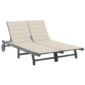 Garden sunbed for 2 people with solid acacia wood and cushions by , Loungers - Ref: Foro24-3061392, Price: 383,36 €, Discount: %