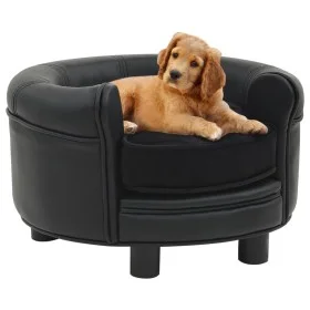 Sofá para perros felpa y cuero sintético negro 48x48x32 cm by vidaXL, Beds for dogs - Ref: Foro24-170957, Price: 92,44 €, Dis...