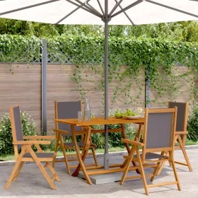 4 verstellbare Gartenstühle aus massivem Holz mit anthrazitfarbenem Stoff von , Gartenstühle - Ref: Foro24-3214541, Preis: 28...