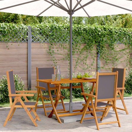 4 verstellbare Gartenstühle aus massivem Holz mit anthrazitfarbenem Stoff von , Gartenstühle - Ref: Foro24-3214541, Preis: 29...